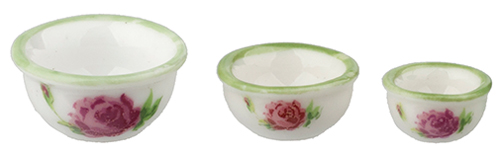 Nesting Bowls, Roses, Set of 3